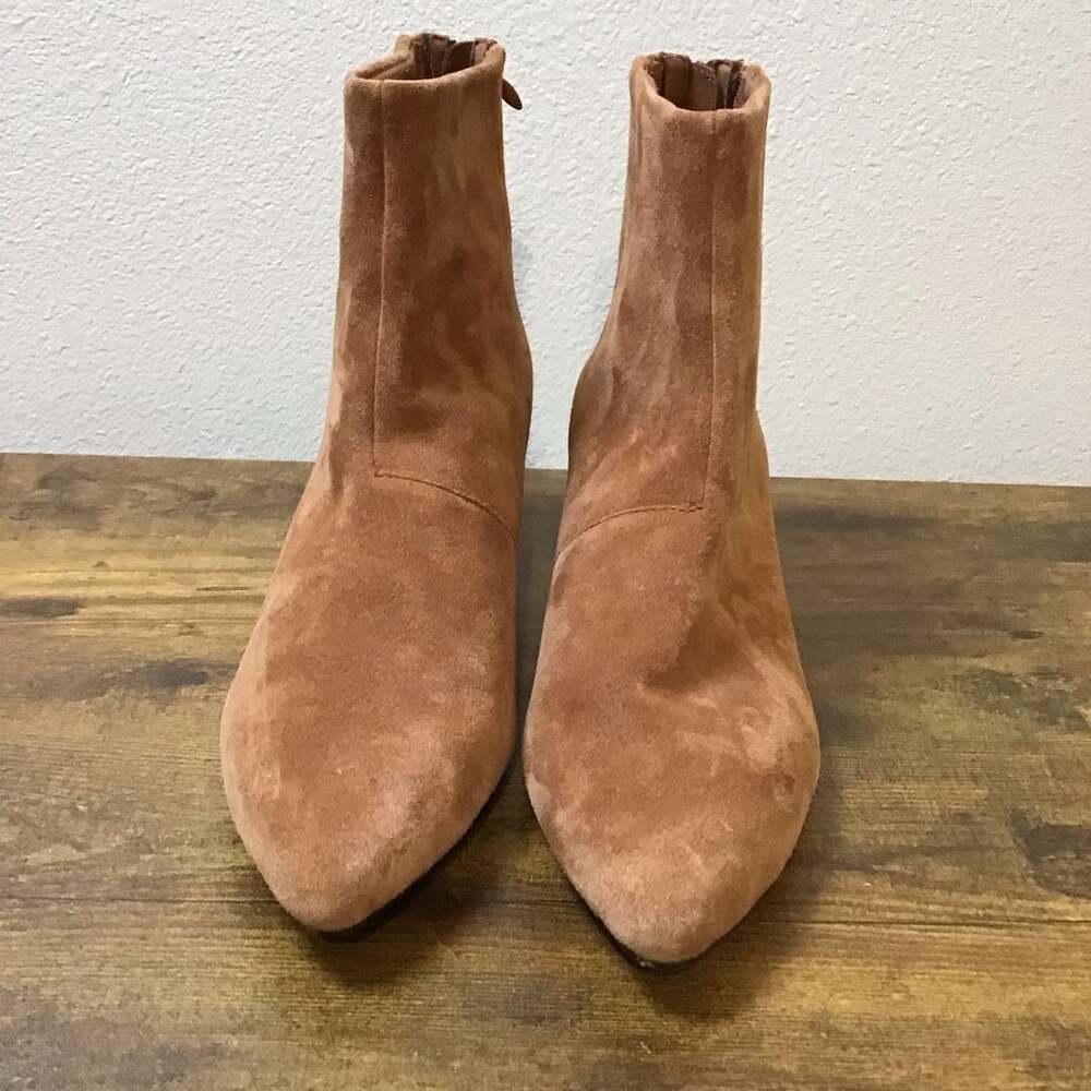 Clarks Teresa Suede Ankle Boots Tan Block Heel Women’s Size 8.5